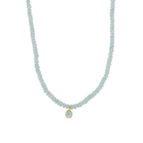 Aquamarine Bezel Drop Stone Necklace | 4.5mm 14k Gold Filled, 14k Gold Vermeil, Aquamarine