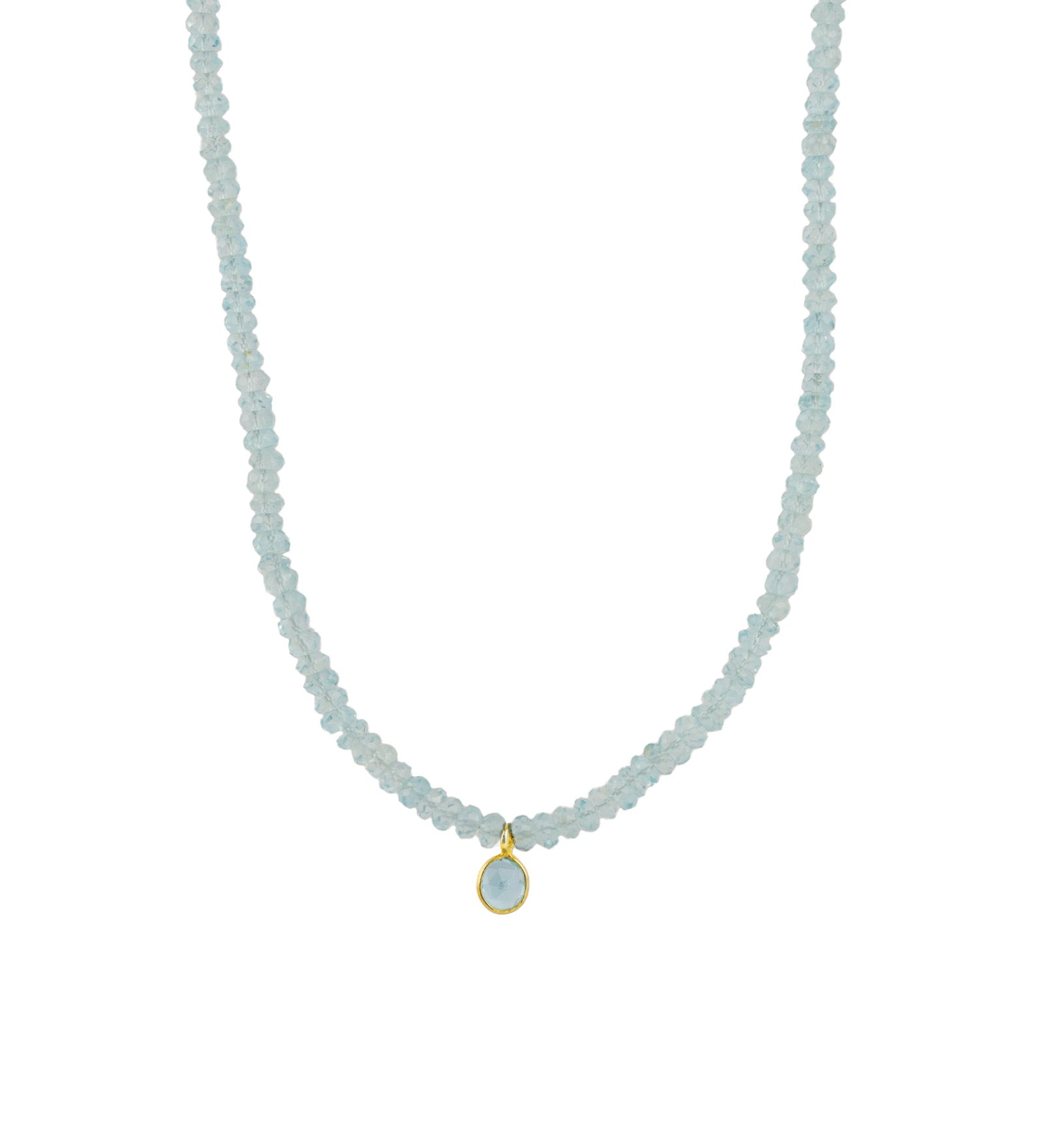 Aquamarine Bezel Drop Stone Necklace | 4.5mm 14k Gold Filled, 14k Gold Vermeil, Aquamarine