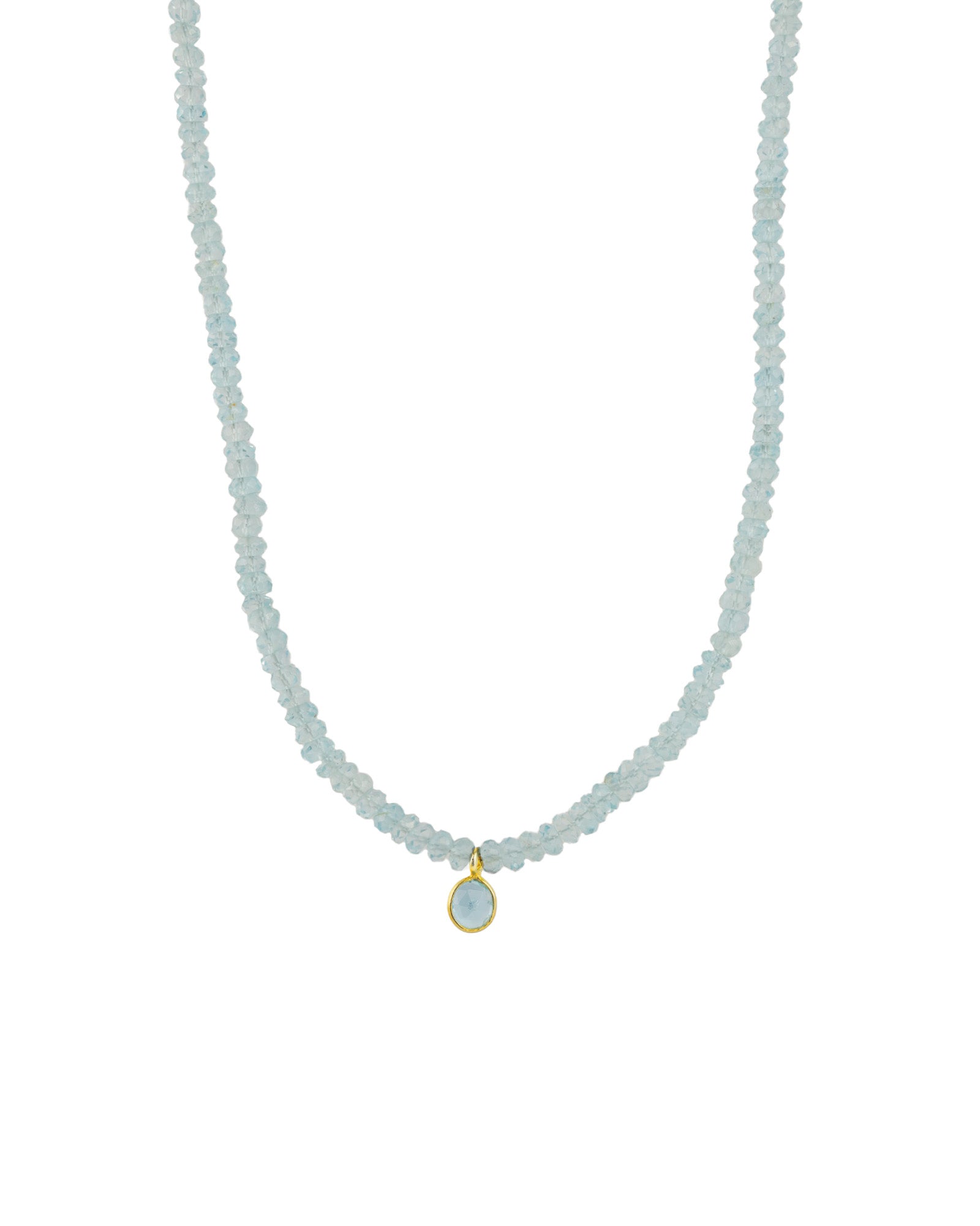 Aquamarine Bezel Drop Stone Necklace | 4.5mm 14k Gold Filled, 14k Gold Vermeil, Aquamarine