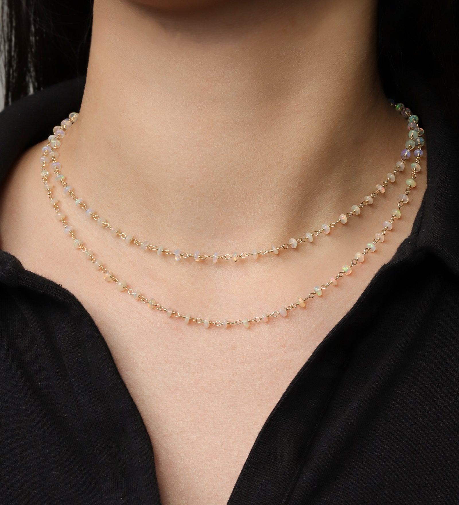 Gem Jar-Two Row Opal Chain Necklace-Necklaces-Blue Ruby Jewellery-Vancouver Canada