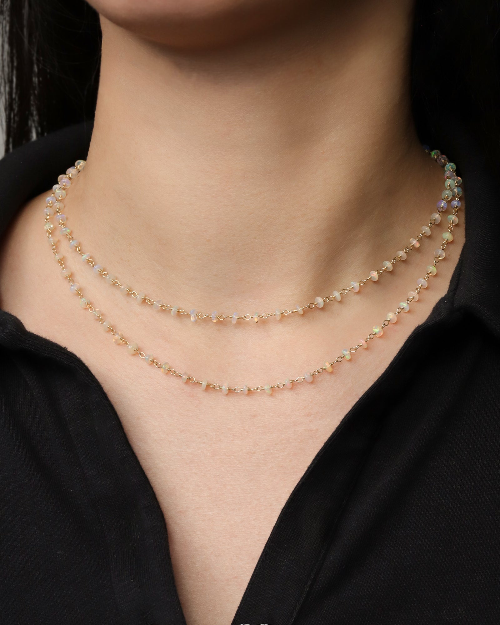 Gem Jar-Two Row Opal Chain Necklace-Necklaces-Blue Ruby Jewellery-Vancouver Canada