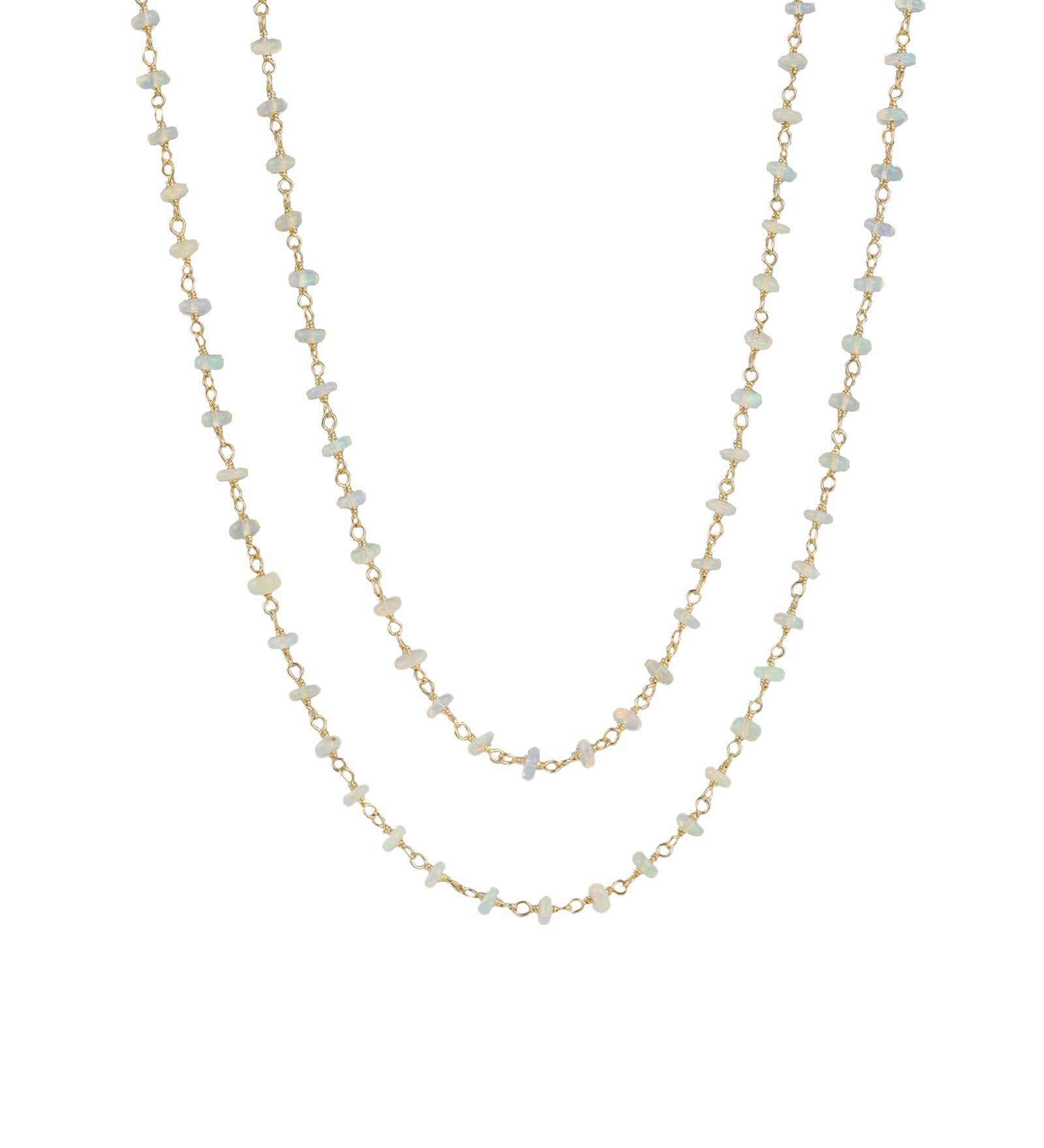 Two Row  Opal Chain Necklace 14k Gold Filled, 14k Gold Vermeil, Opal