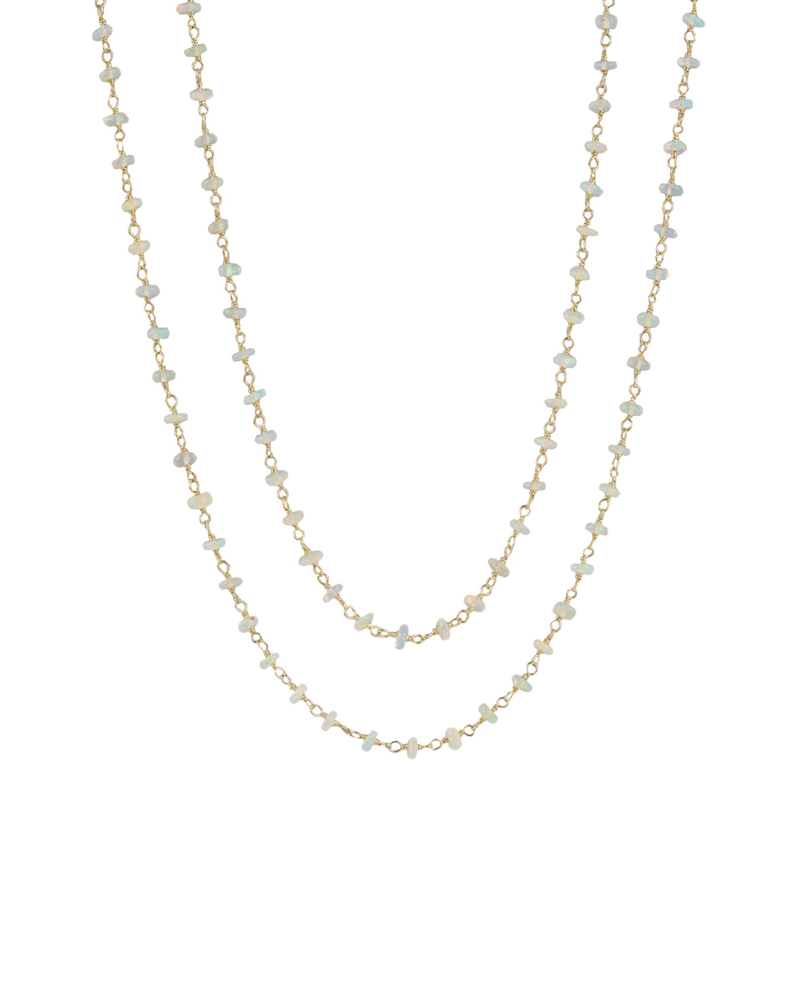 Two Row  Opal Chain Necklace 14k Gold Filled, 14k Gold Vermeil, Opal