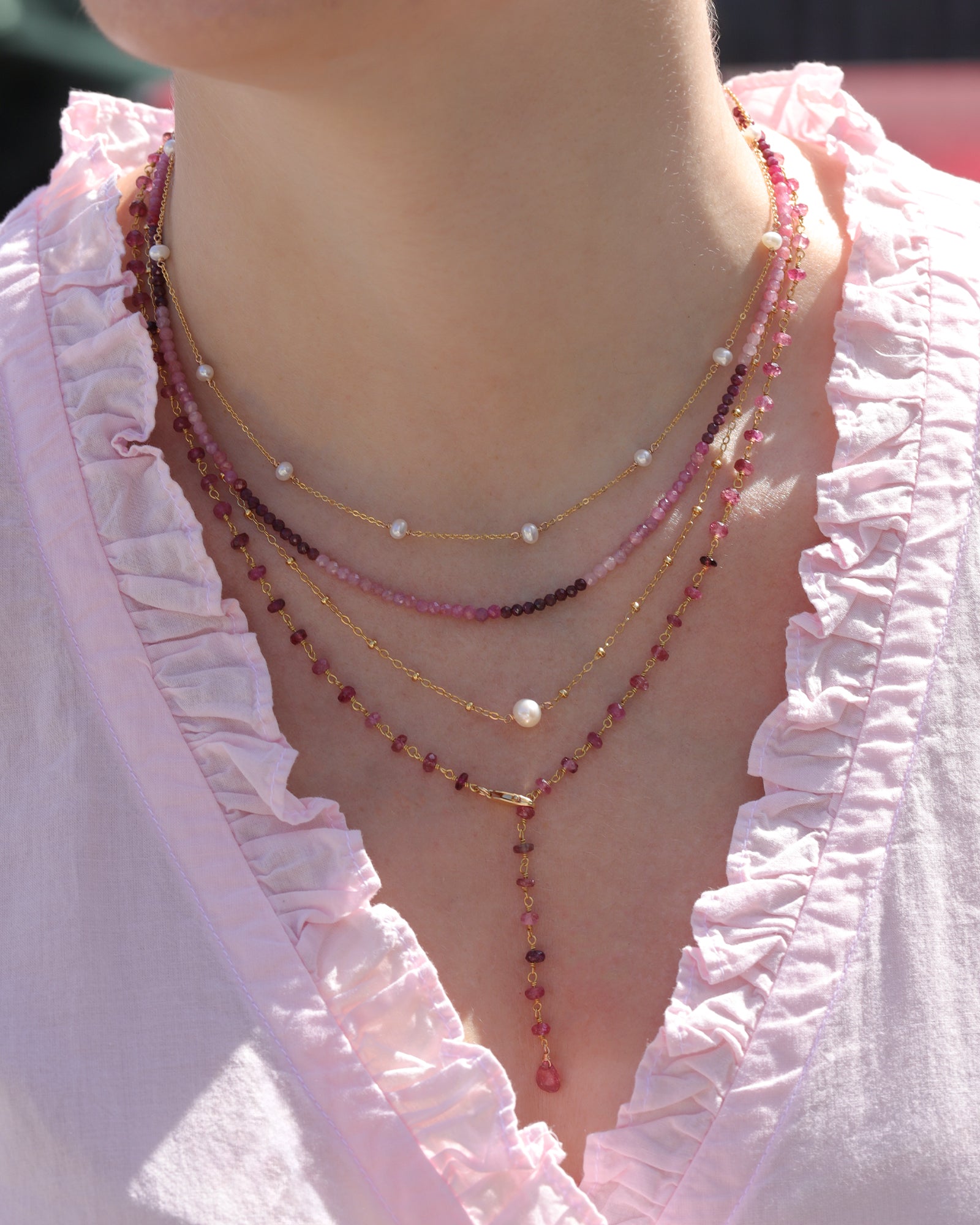 Gem Jar-Mix Stone Drop Lariat-Necklaces-Blue Ruby Jewellery-Vancouver Canada