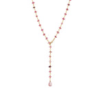 Mix Stone Drop Lariat 14k Gold Vermeil, Pink Tourmaline, Pink Sapphire