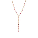 Mix Stone Drop Lariat 14k Gold Vermeil, Pink Tourmaline, Pink Sapphire