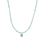 Blue Zircon & Aquamarine Charm Beaded Necklace Sterling Silver,
Blue Zircon
