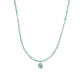 Blue Zircon & Aquamarine Charm Beaded Necklace Sterling Silver,
Blue Zircon