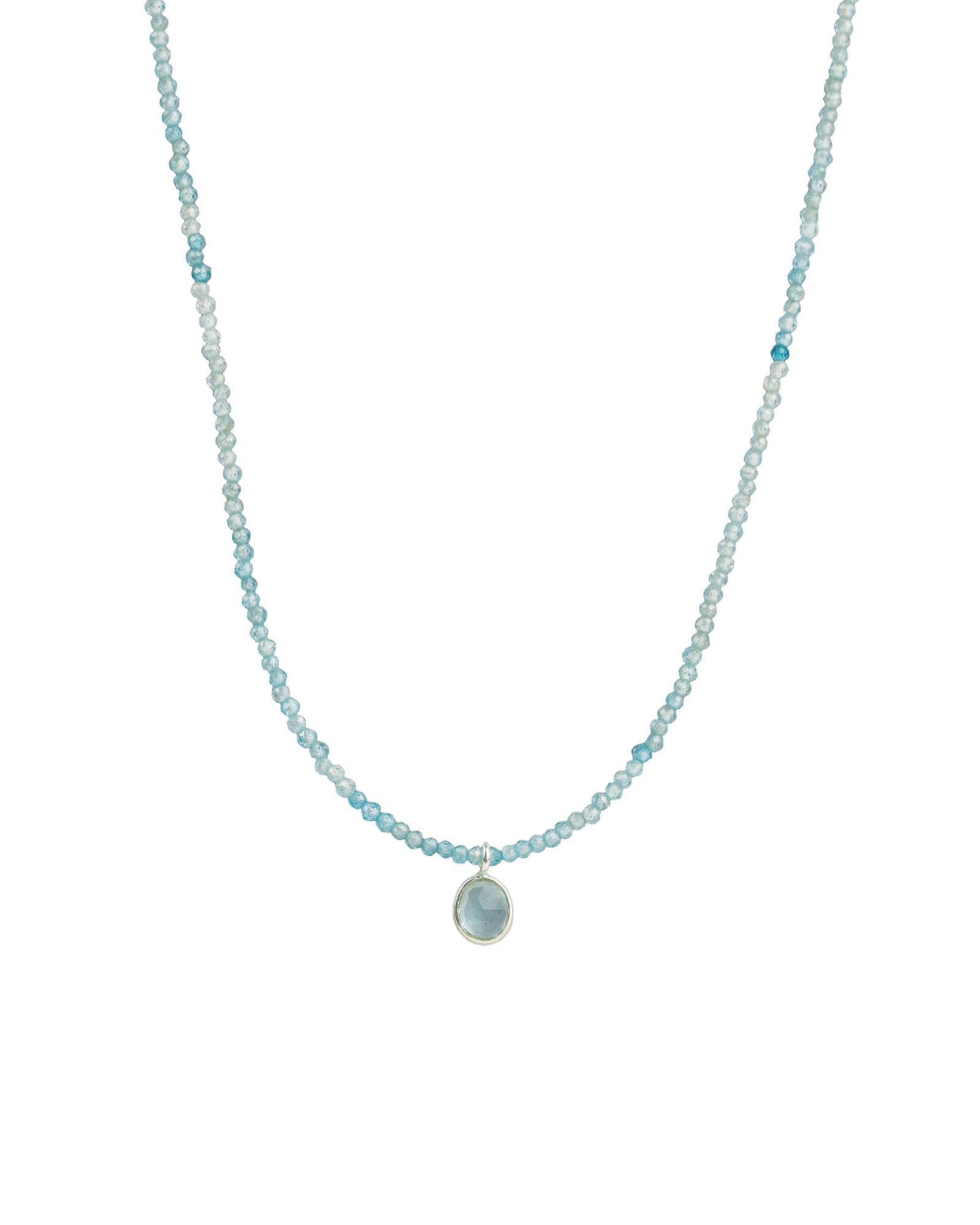 Blue Zircon & Aquamarine Charm Beaded Necklace Sterling Silver,
Blue Zircon