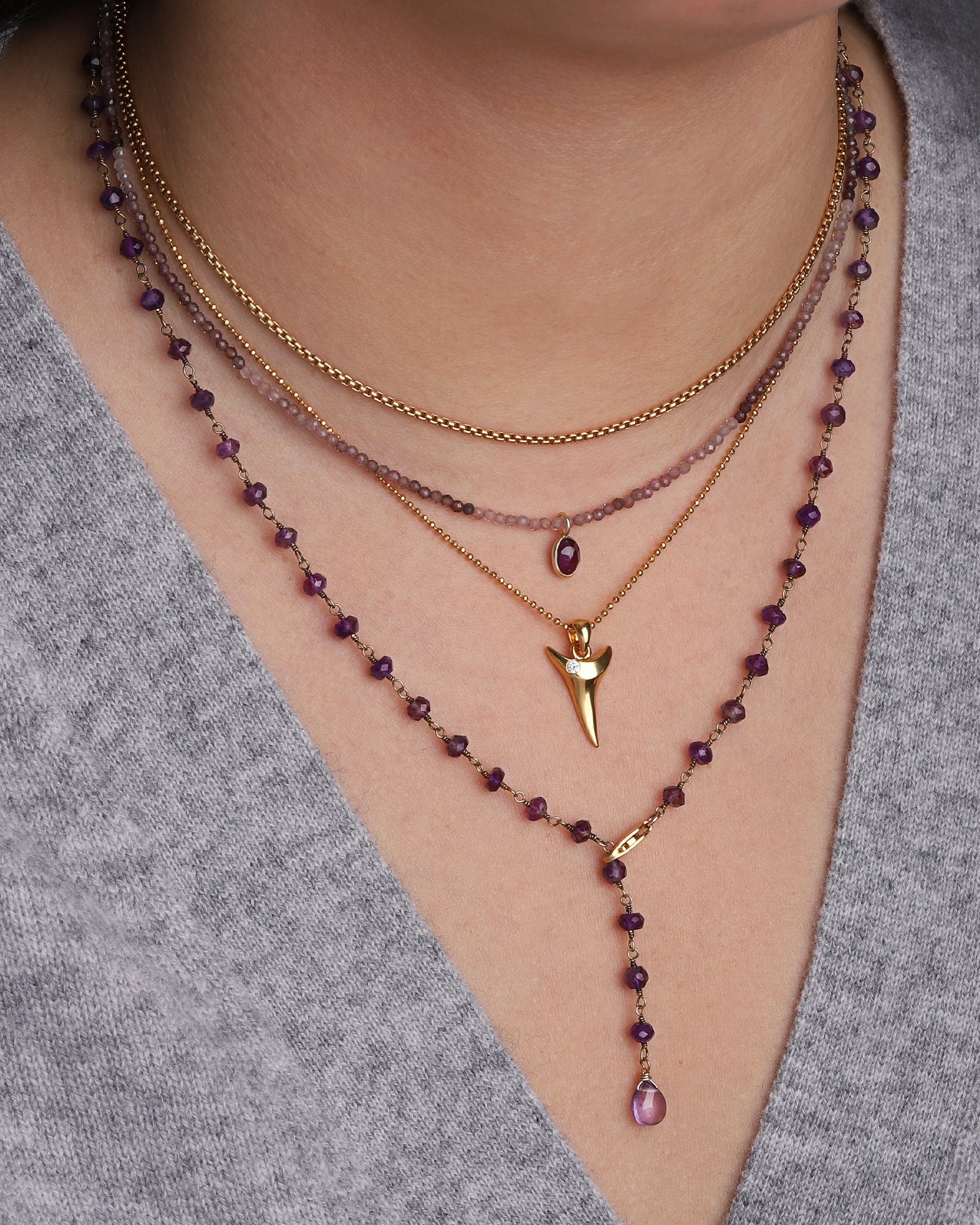 Gem Jar-Purple Spinel & Amethyest Charm Beaded Necklace-Necklaces-Blue Ruby Jewellery-Vancouver Canada
