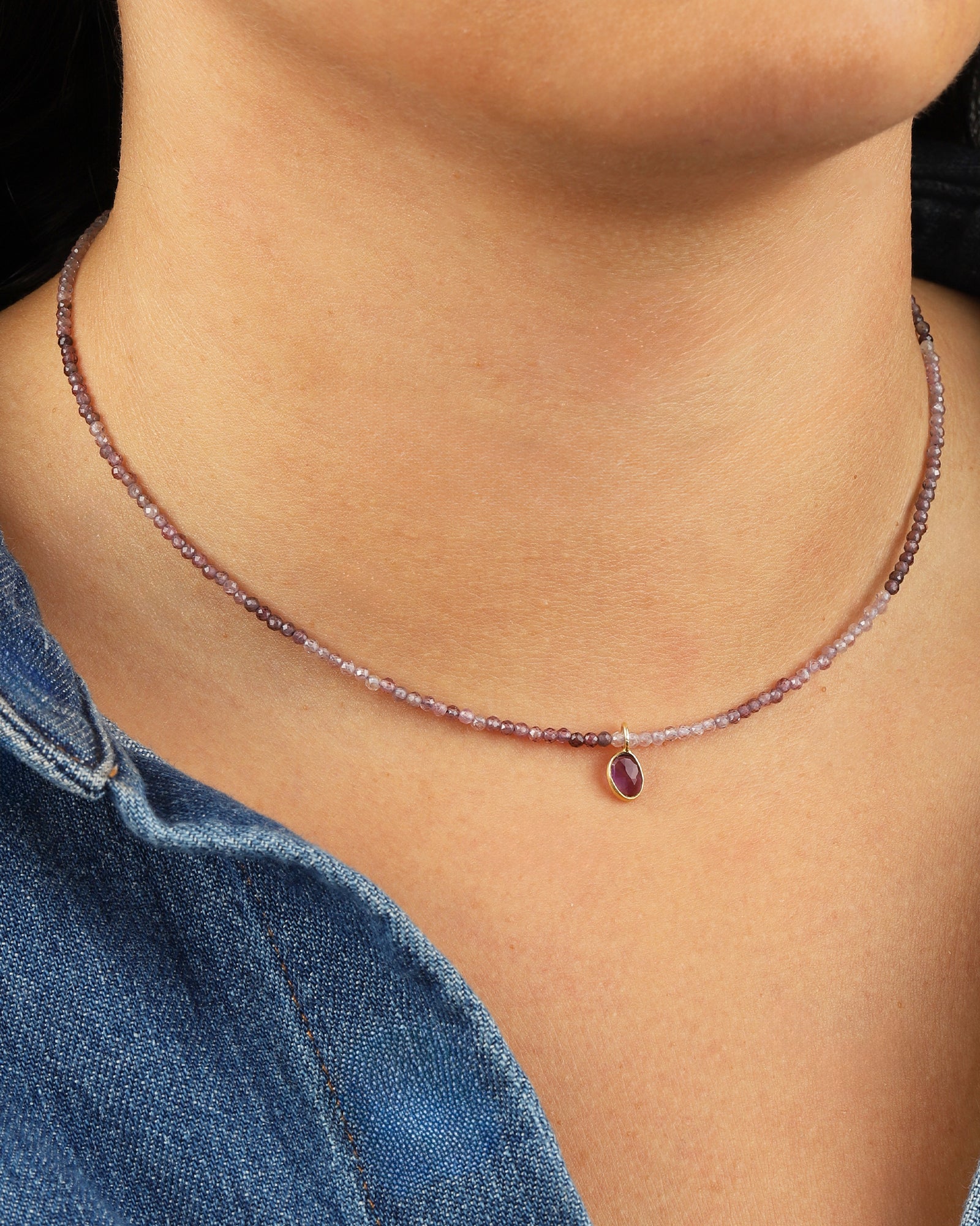 Gem Jar-Purple Spinel & Amethyest Charm Beaded Necklace-Necklaces-Blue Ruby Jewellery-Vancouver Canada