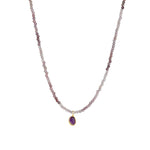 Purple Spinel & Amethyest Charm Beaded Necklace 14k Gold Filled, Purple Spinel, Amethyest