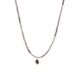 Purple Spinel & Amethyest Charm Beaded Necklace 14k Gold Filled, Purple Spinel, Amethyest