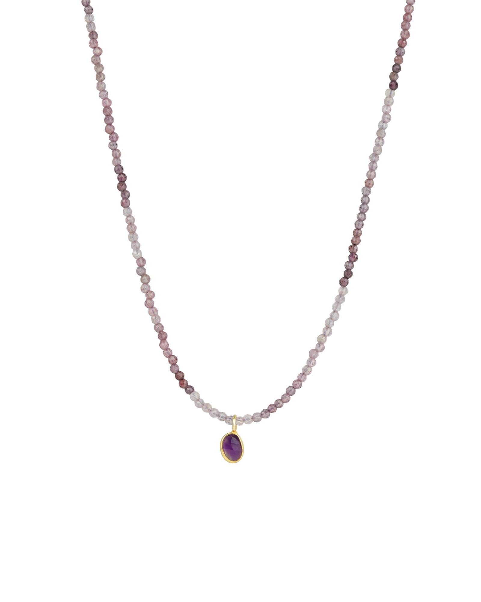 Purple Spinel & Amethyest Charm Beaded Necklace 14k Gold Filled, Purple Spinel, Amethyest