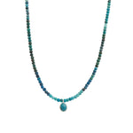 Chrysocolla & Turquoise Charm Beaded Necklace Sterling Silver, Blue Chrysocolla, Turquoise