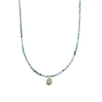 Blue Sapphire & Labradorite Charm Beaded Necklace 14k Gold Filled,
Blue Sapphire