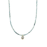 Blue Sapphire & Labradorite Charm Beaded Necklace 14k Gold Filled,
Blue Sapphire