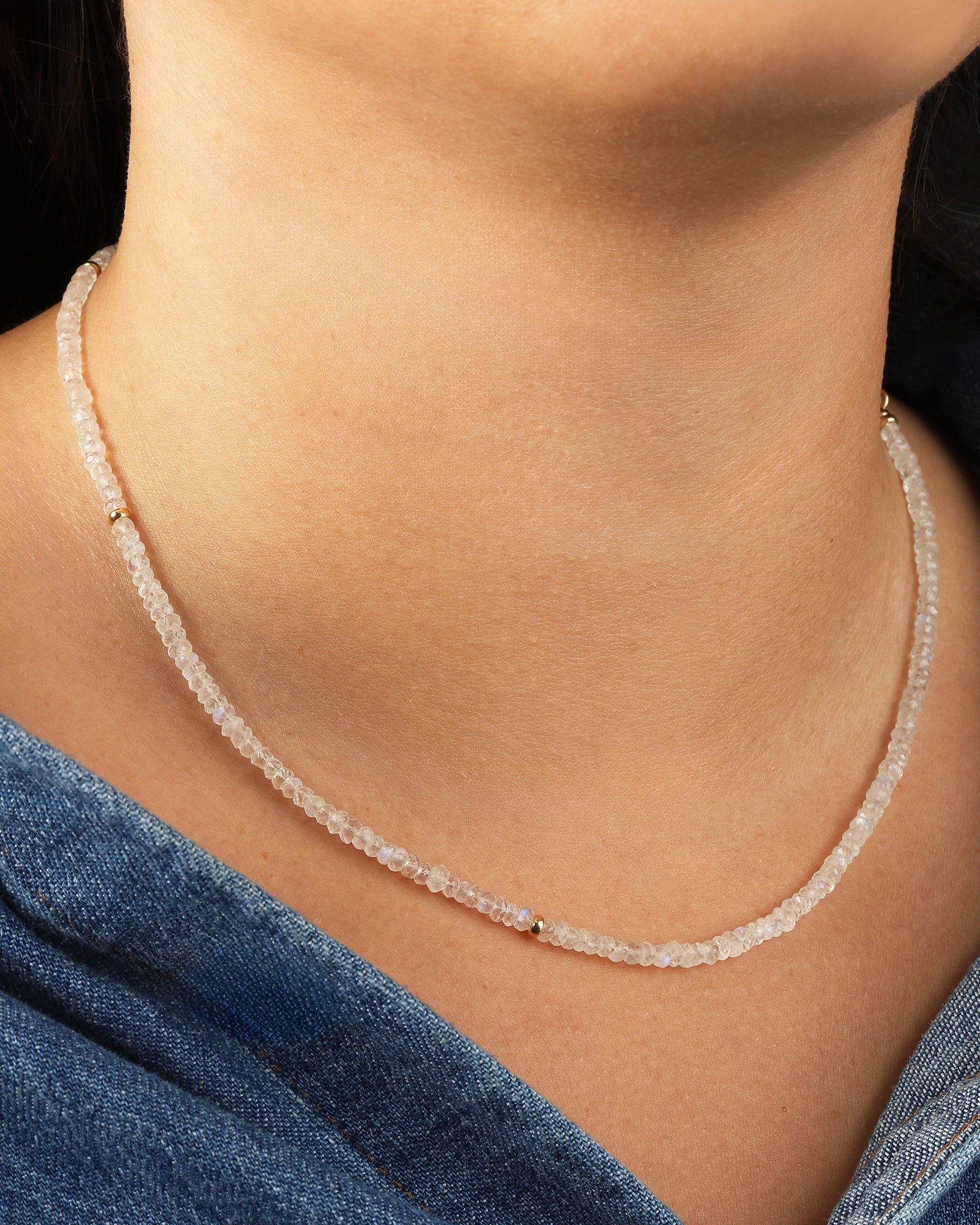 Gem Jar-Rainbow Moonstone Beaded Necklace-Necklaces-Blue Ruby Jewellery-Vancouver Canada