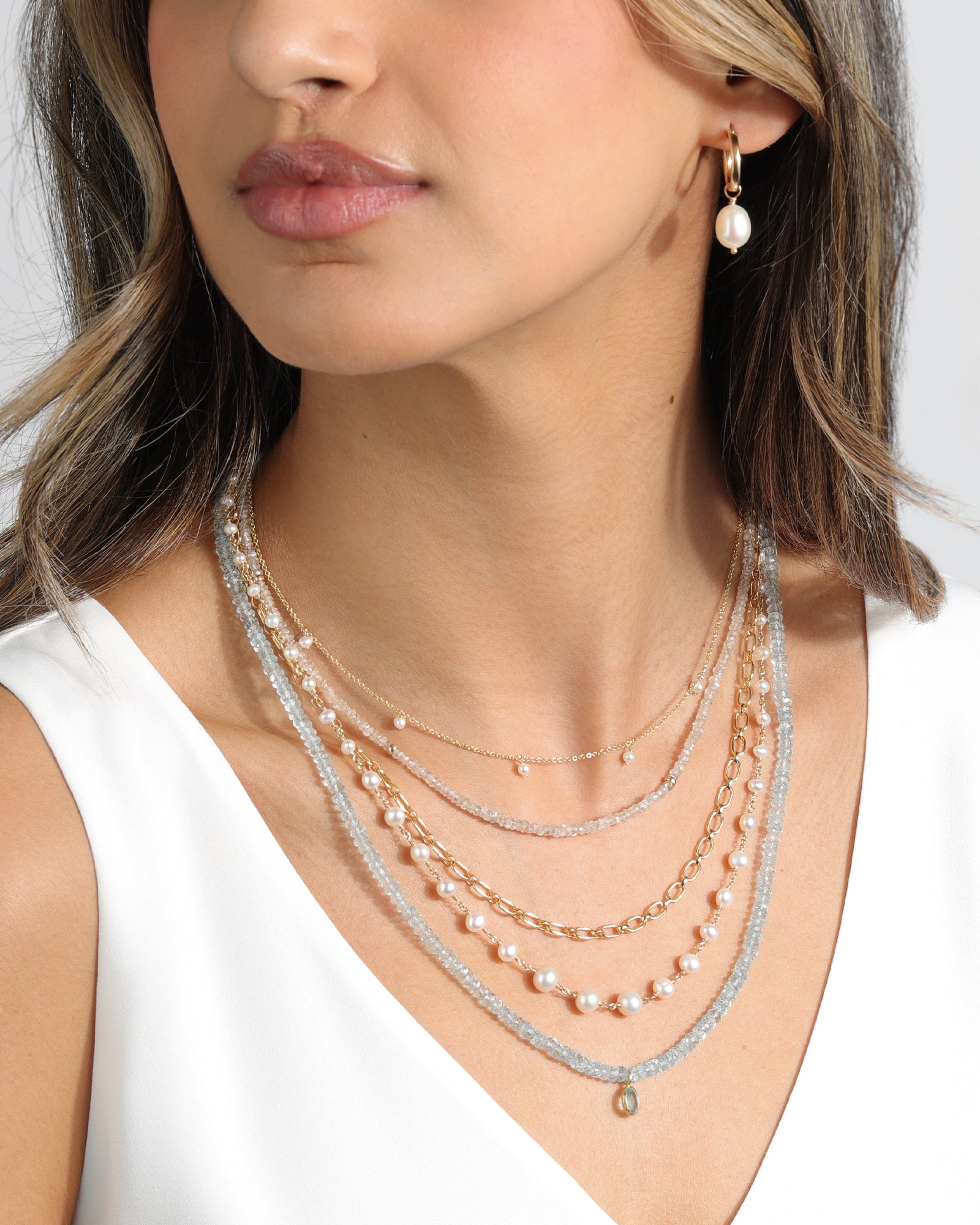 Gem Jar-White Zircon Beaded Necklace-Necklaces-Blue Ruby Jewellery-Vancouver Canada