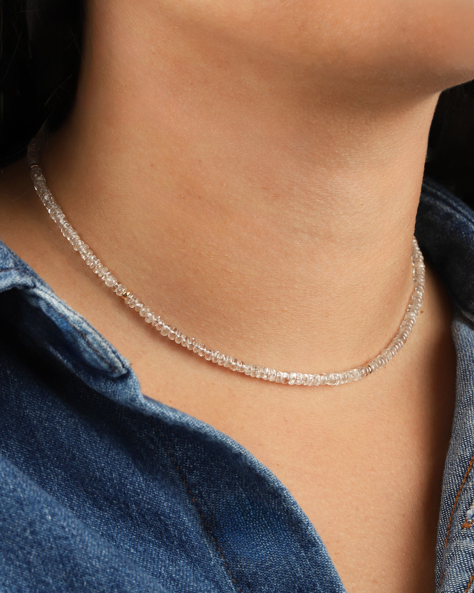 Gem Jar-White Zircon Beaded Necklace-Necklaces-Blue Ruby Jewellery-Vancouver Canada