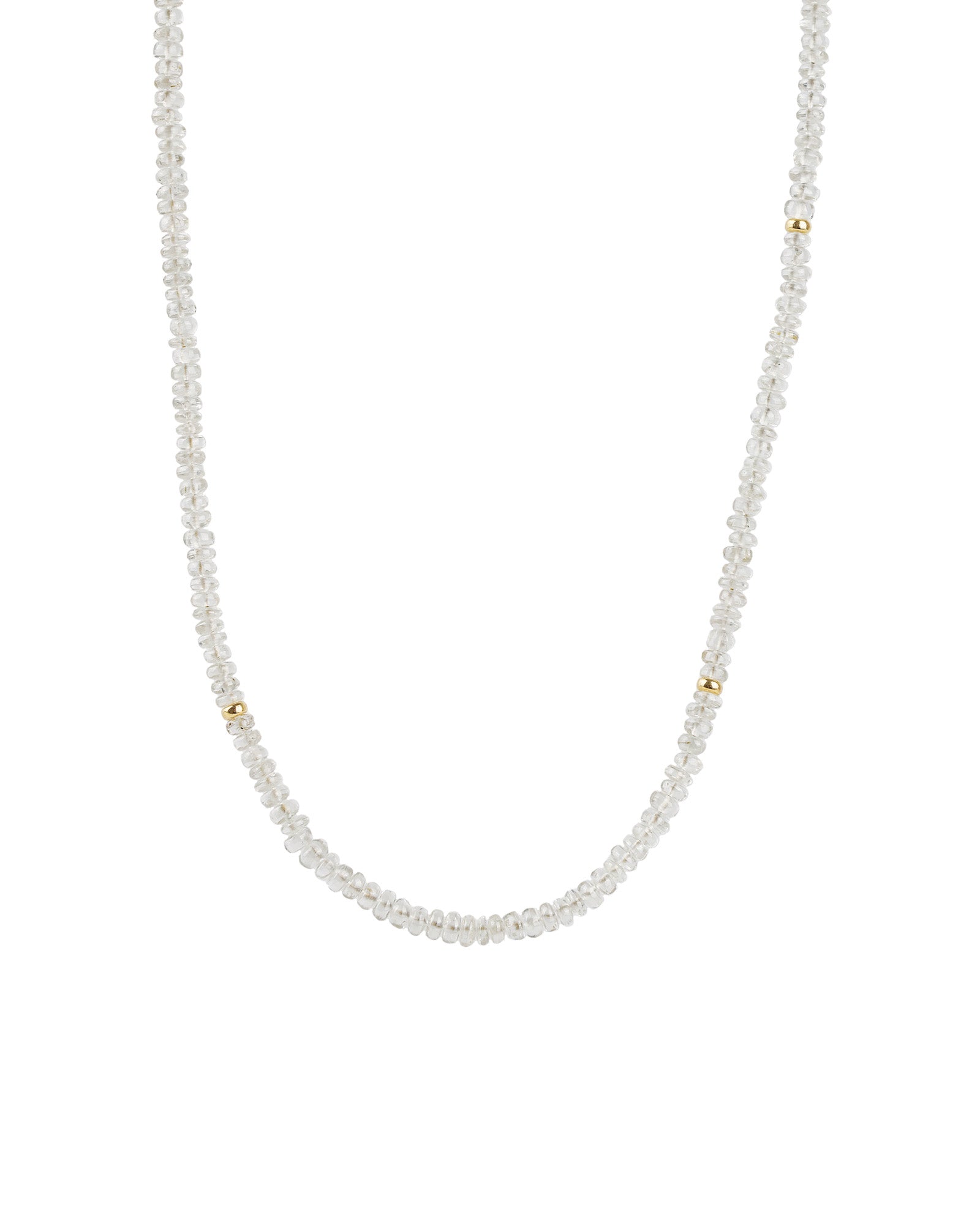 White Zircon Beaded Necklace 14k Gold Filled, White Zircon