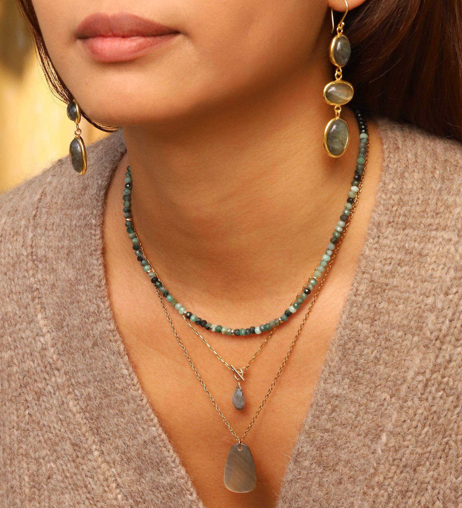 Gem Jar-Emerald Beaded Necklace-Necklaces-Blue Ruby Jewellery-Vancouver Canada