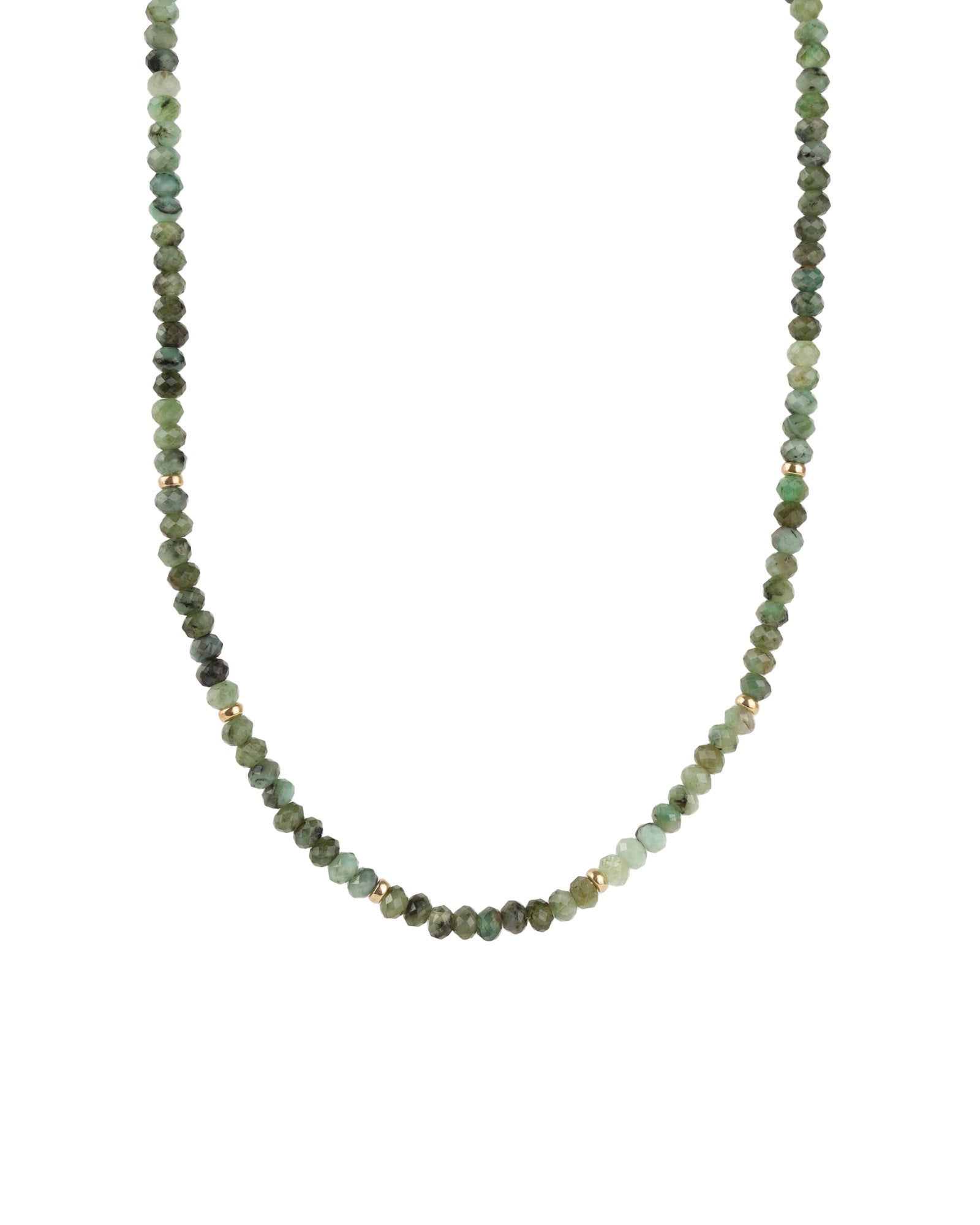 Emerald Beaded Necklace 14k Gold Filled, Emerald