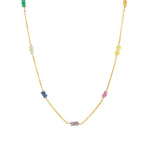 Gem Jar-Three Stone Station Necklace-Necklaces-14k Gold Filled, Multi-Blue Ruby Jewellery-Vancouver Canada