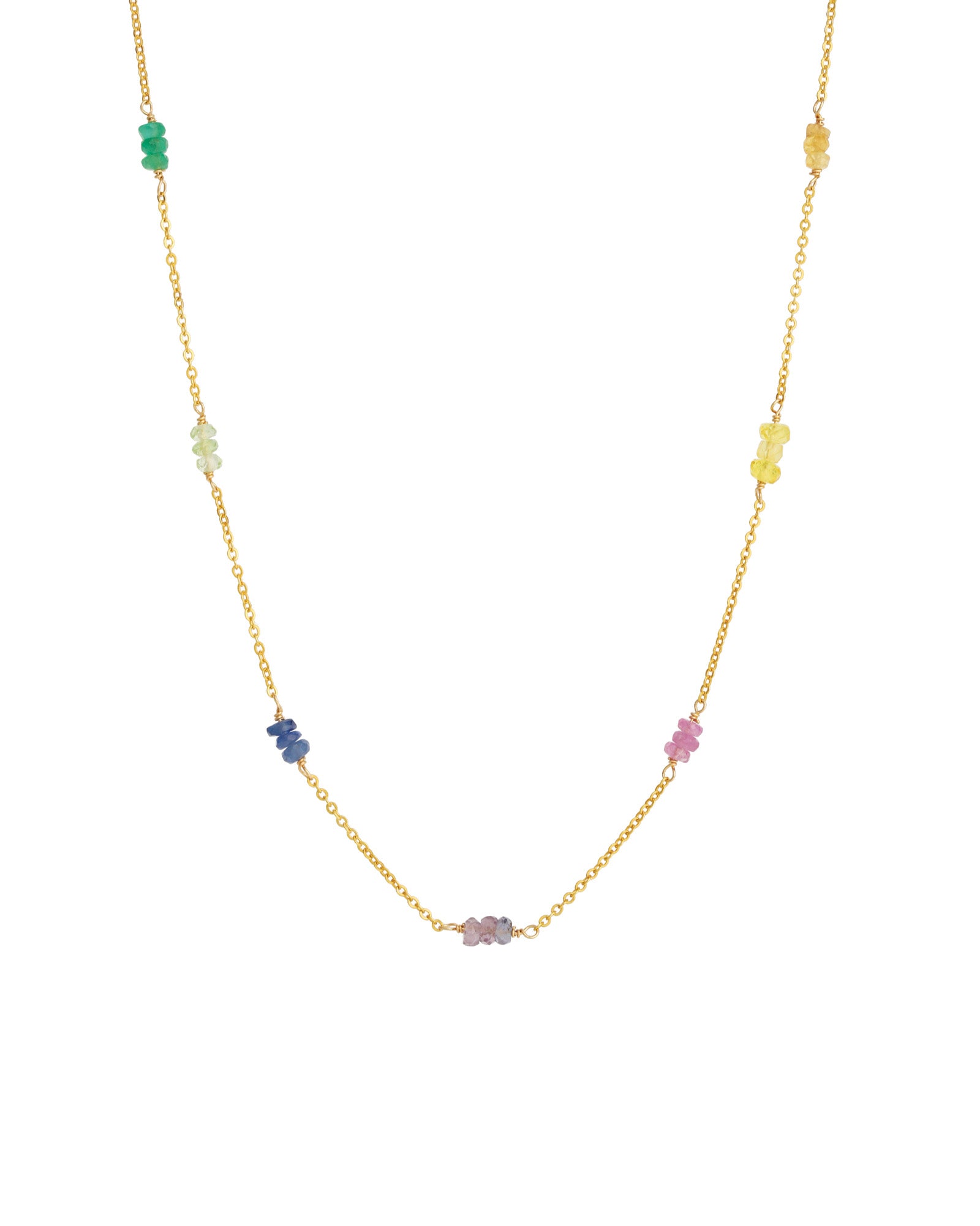 Gem Jar-Three Stone Station Necklace-Necklaces-14k Gold Filled, Multi-Blue Ruby Jewellery-Vancouver Canada