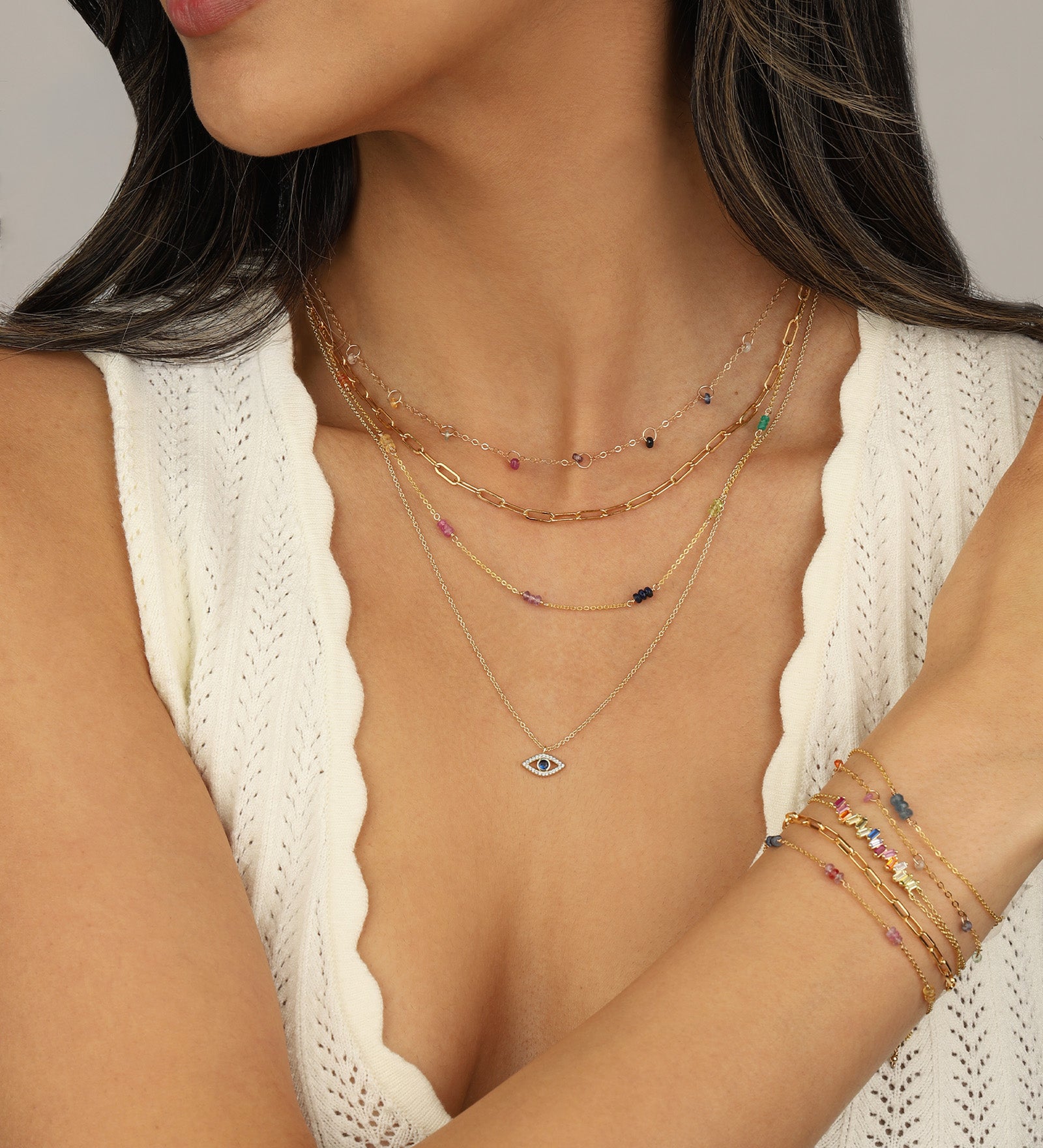 Gem Jar-Three Stone Station Necklace-Necklaces-Blue Ruby Jewellery-Vancouver Canada