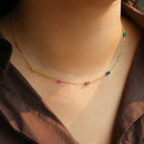 Gem Jar-Three Stone Station Necklace-Necklaces-Blue Ruby Jewellery-Vancouver Canada