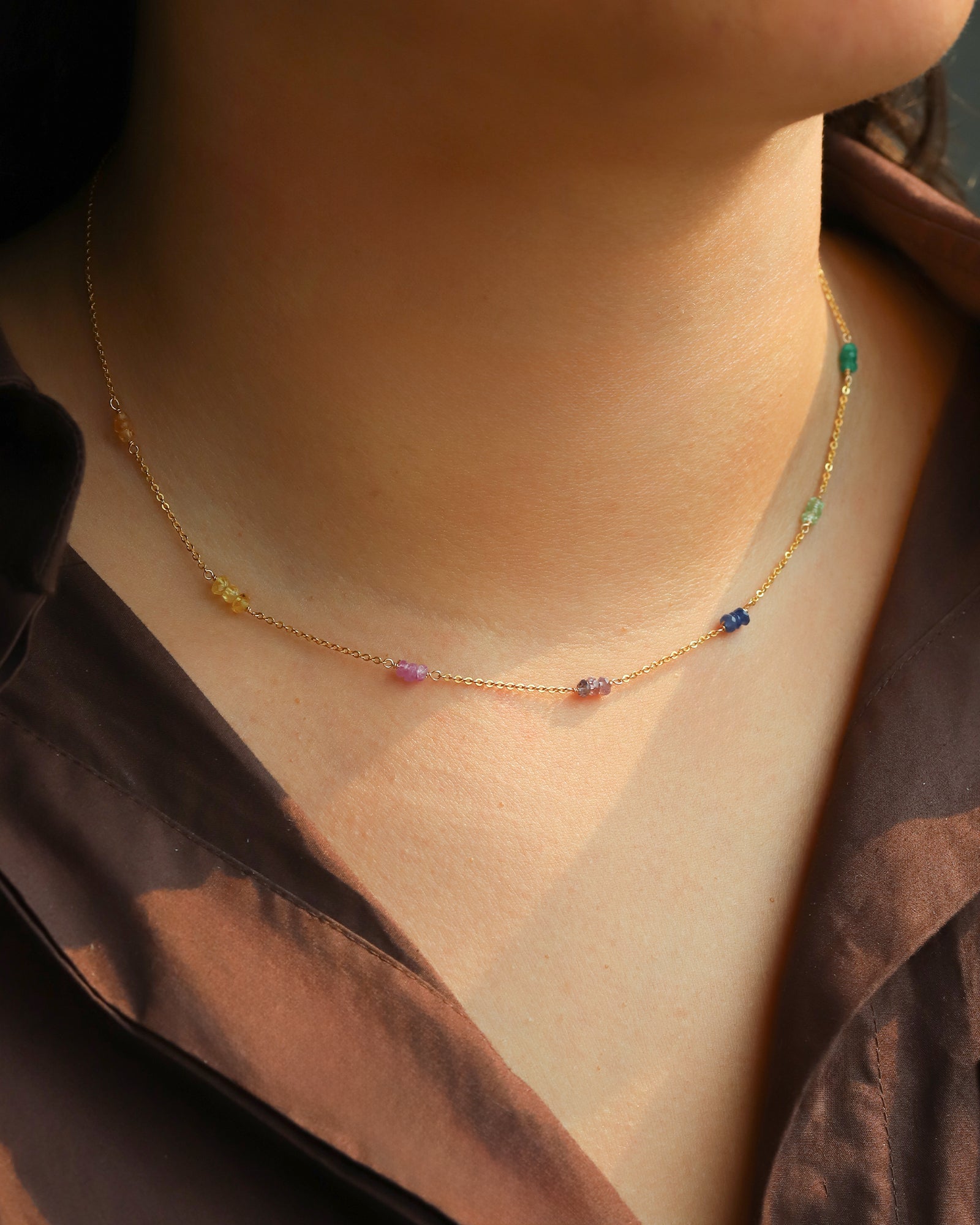 Gem Jar-Three Stone Station Necklace-Necklaces-Blue Ruby Jewellery-Vancouver Canada