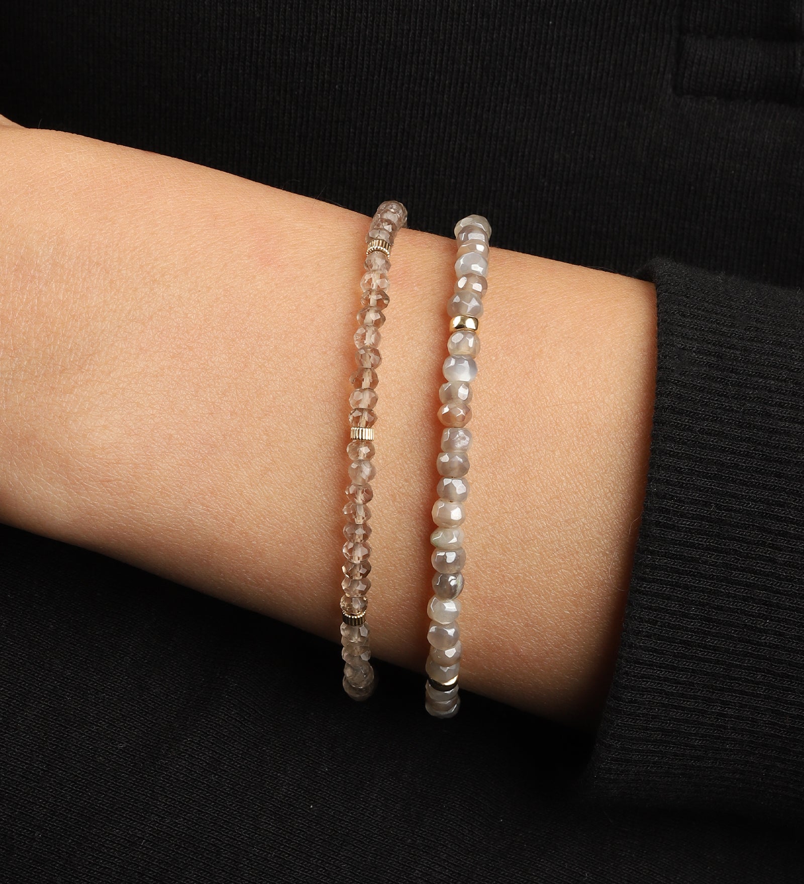 Mystic Moonstone Beaded Braccelet | 4mm 14k Gold Filled, Mystic Moonstone