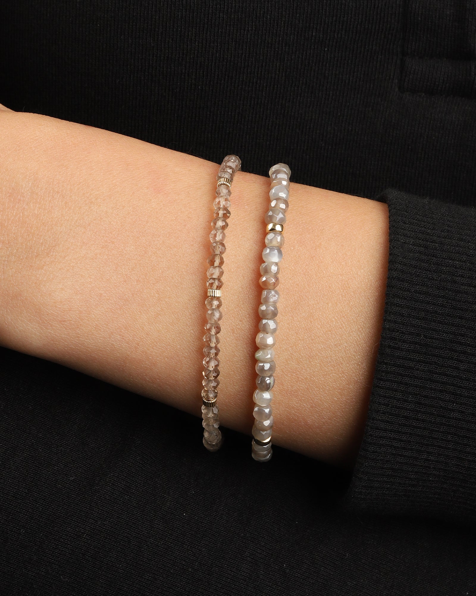 Mystic Moonstone Beaded Braccelet | 4mm 14k Gold Filled, Mystic Moonstone