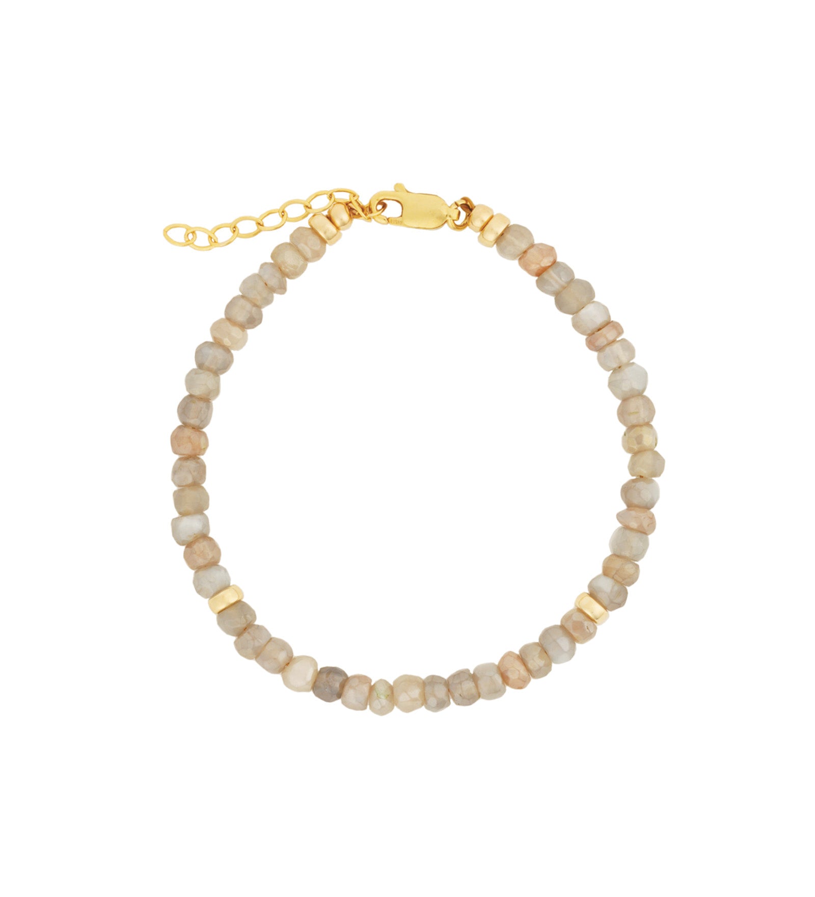 Mystic Moonstone Beaded Braccelet | 4mm 14k Gold Filled, Mystic Moonstone