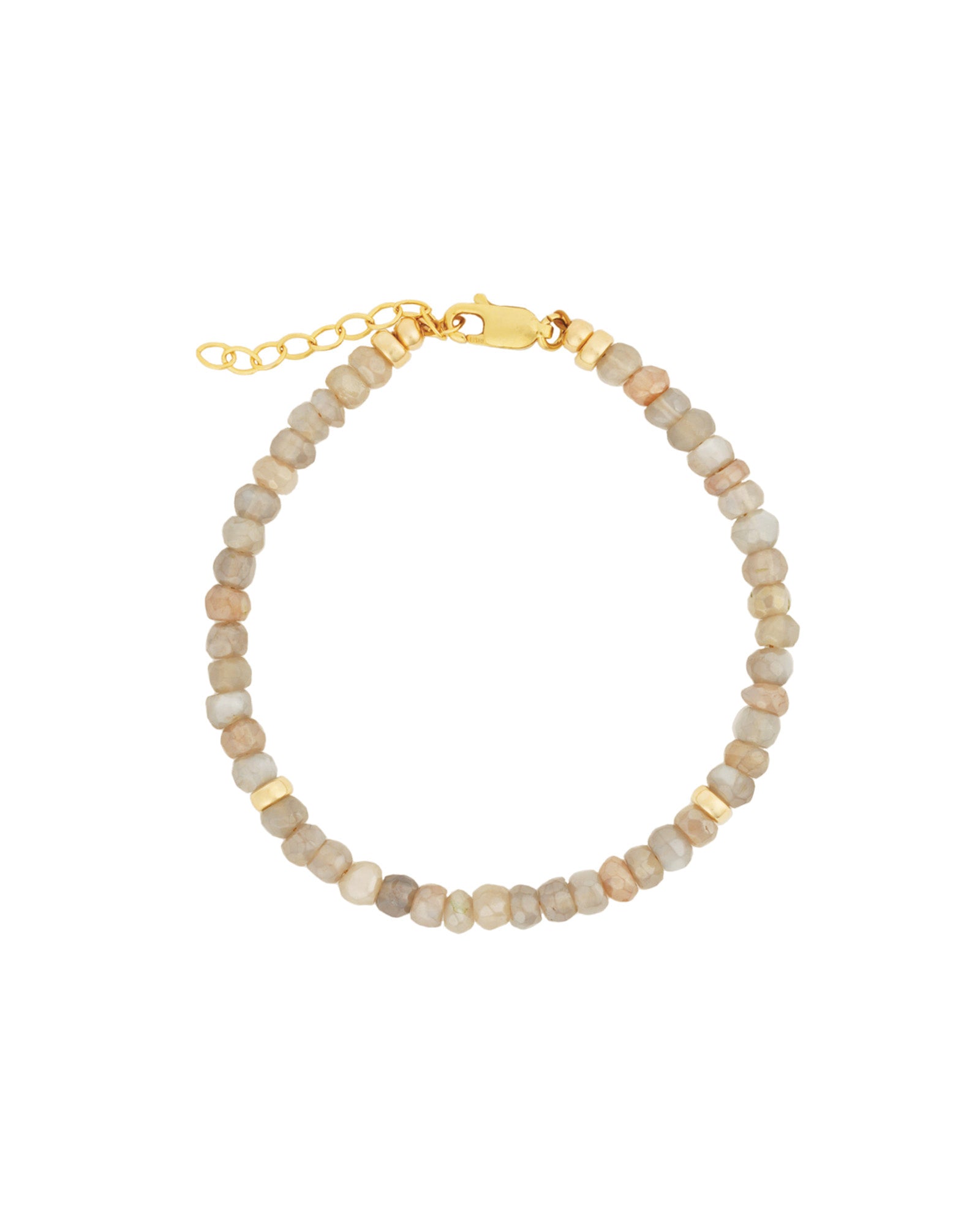 Mystic Moonstone Beaded Braccelet | 4mm 14k Gold Filled, Mystic Moonstone