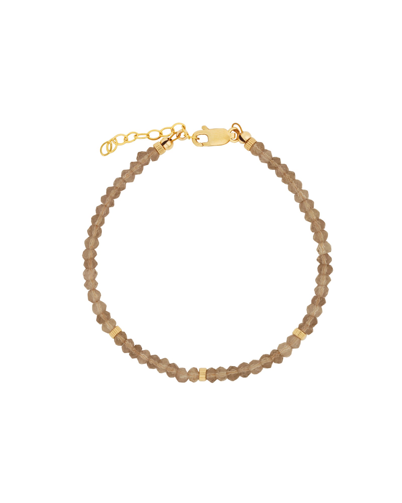 Smoky Quartz Rondelle Bracelet | 3mm 14k Gold Filled, Smokey Quartz