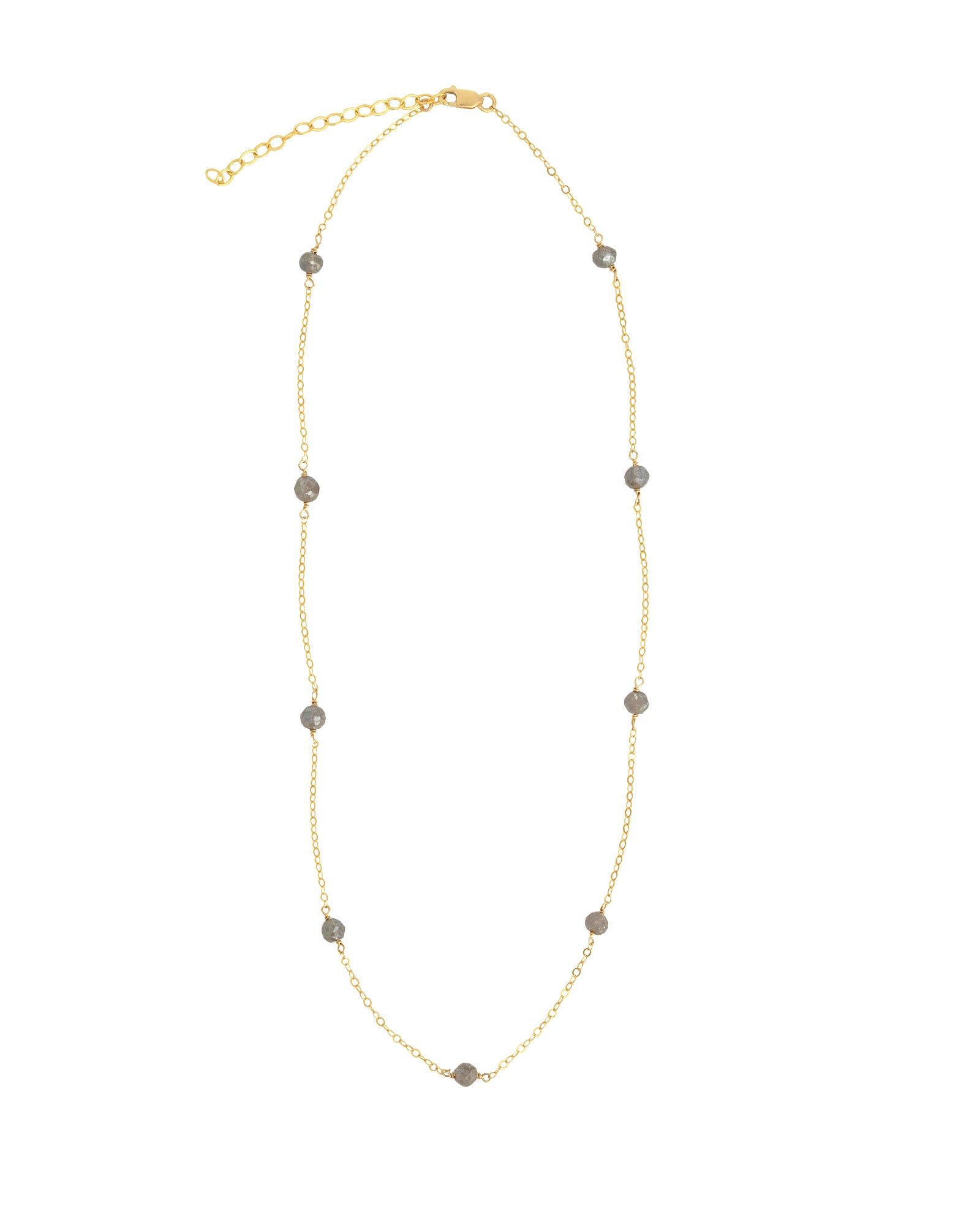 Labradorite Station Necklace 14k Gold Filled, Labradorite