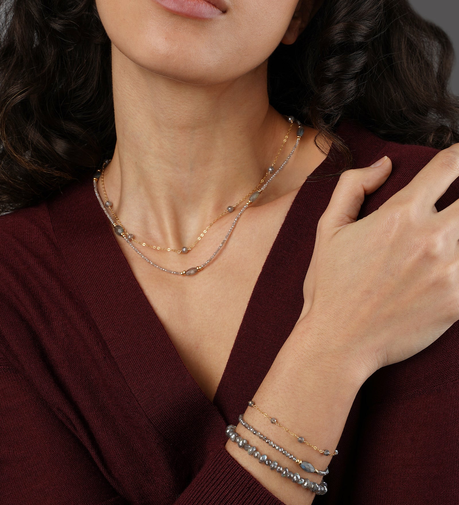 Gem Jar-Labradorite Station Bracelet-Bracelets-Blue Ruby Jewellery-Vancouver Canada