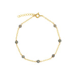 Labradorite Station Bracelet 14k Gold Filled, Labradorite