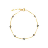 Labradorite Station Bracelet 14k Gold Filled, Labradorite