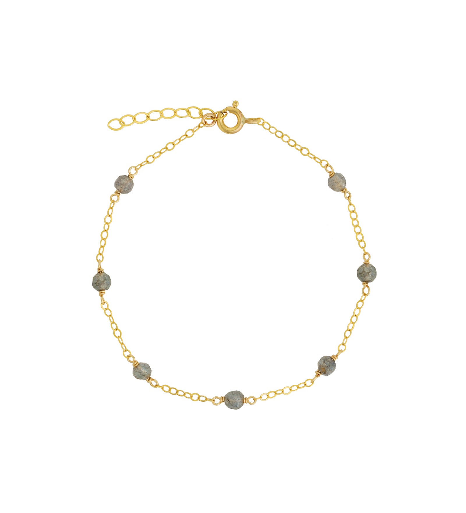 Labradorite Station Bracelet 14k Gold Filled, Labradorite