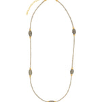 Beaded Labradorite Station Necklace 14k Gold Filled, Labradorite