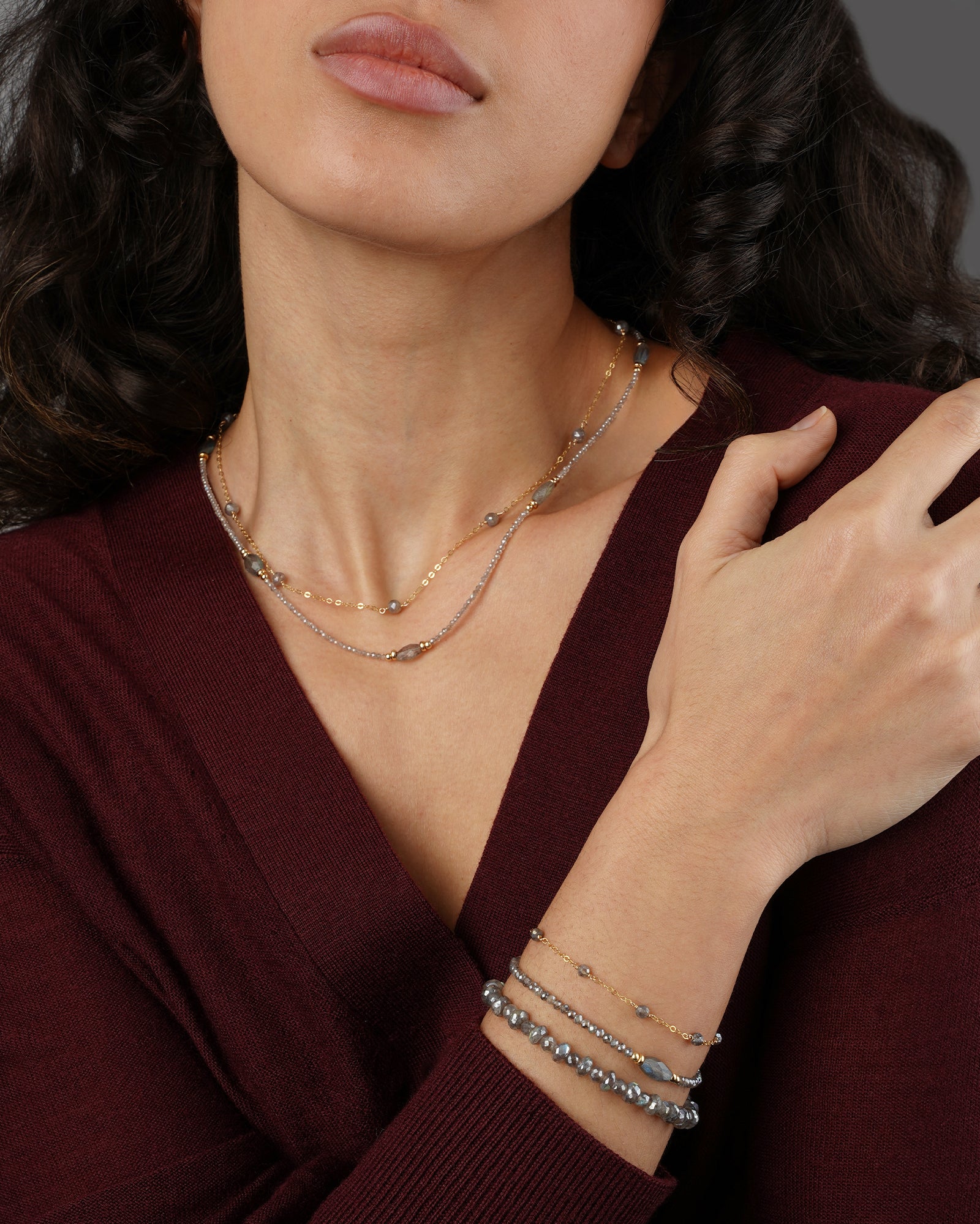 Gem Jar-Beaded Labradorite Station Necklace-Necklaces-Blue Ruby Jewellery-Vancouver Canada