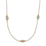 Beaded Labradorite Station Necklace 14k Gold Filled, Labradorite