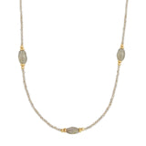Beaded Labradorite Station Necklace 14k Gold Filled, Labradorite