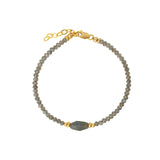 Beaded Labradorite Station Bracelet 14k Gold Filled, Labradorite