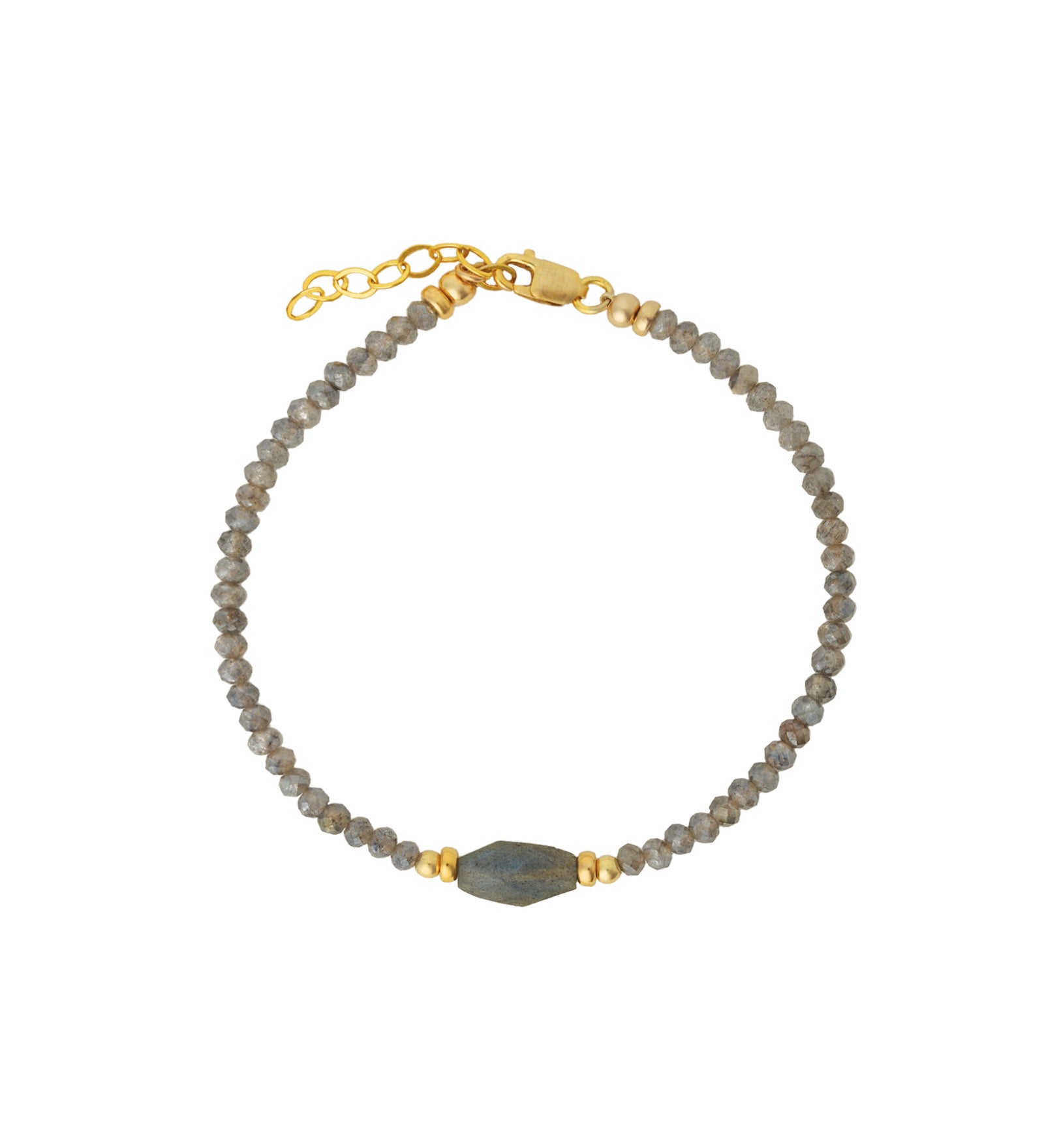 Beaded Labradorite Station Bracelet 14k Gold Filled, Labradorite