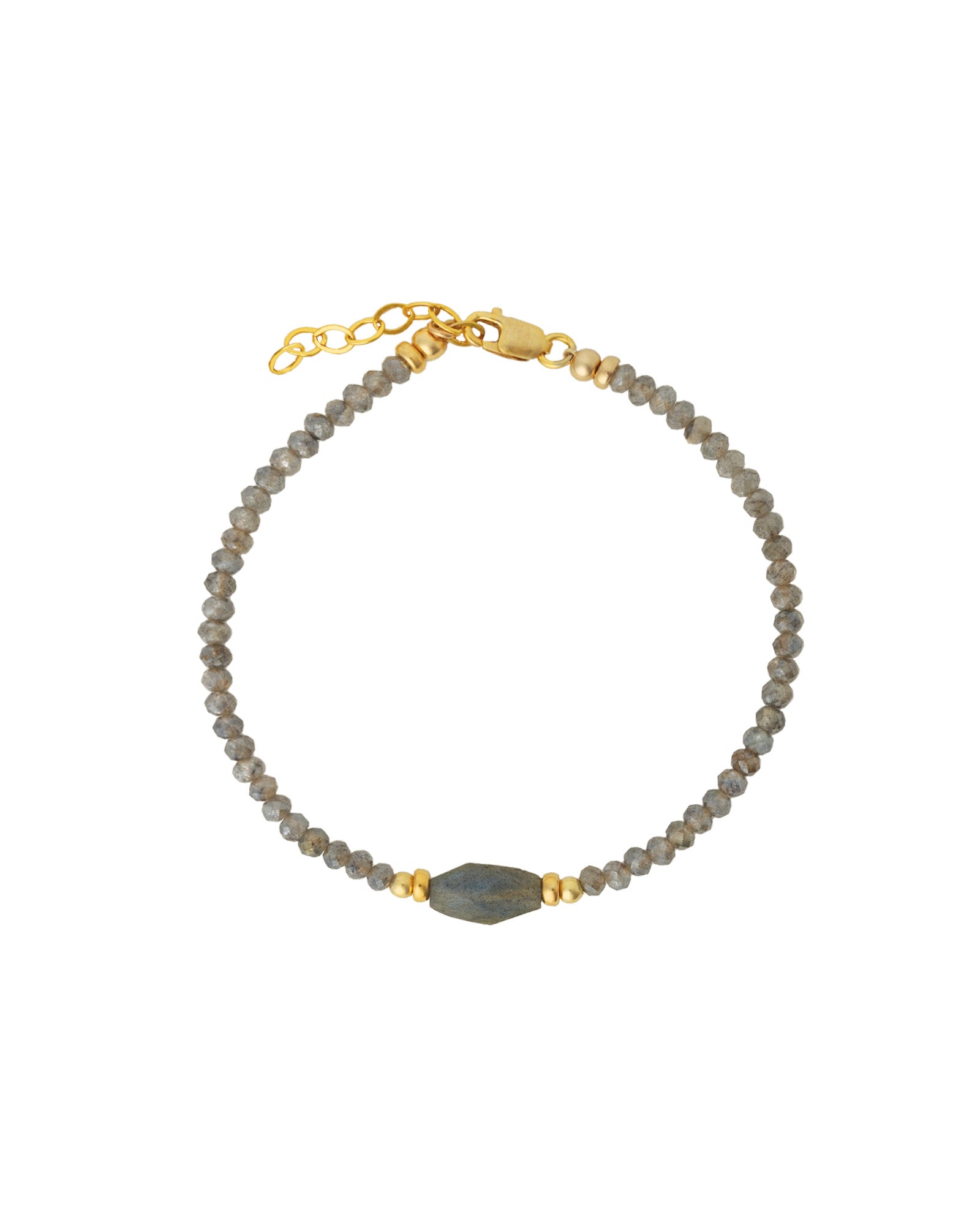 Beaded Labradorite Station Bracelet 14k Gold Filled, Labradorite