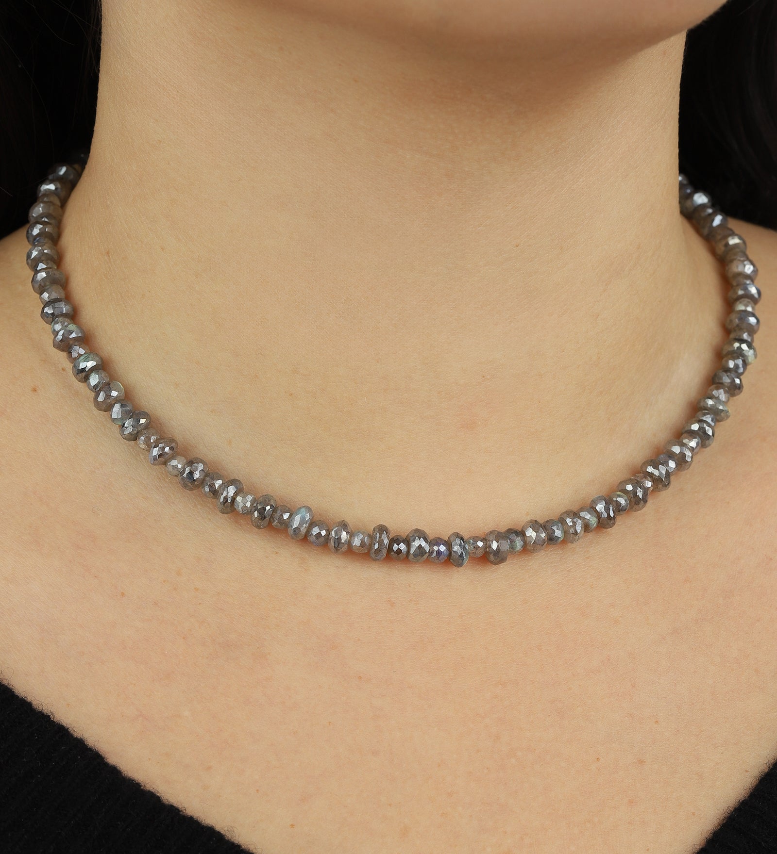 Mixed Labradorite Faceted Necklace 14k Gold Filled, Labradorite